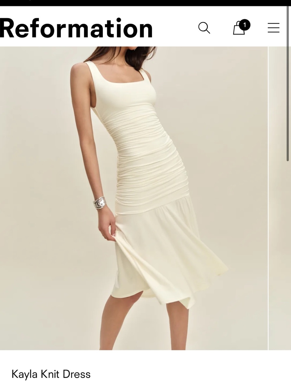 Kayla Knit Dress in Fior di Latte - Slim Ruched Midi (sold out)